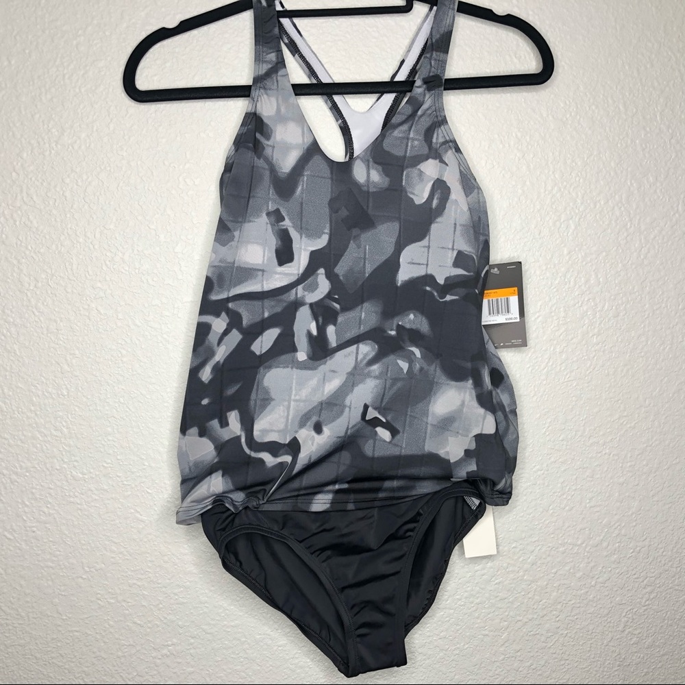 Nike 2 piece swim suit gray and black
